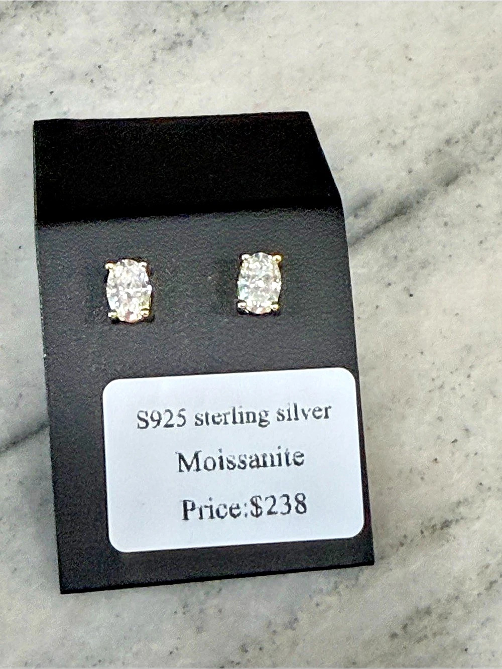 Moissanite Stud Earrings in Gold & White NWT